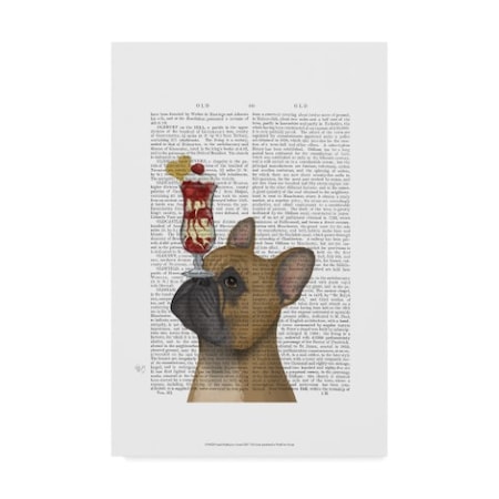 Fab Funky 'French Bulldog Ice Cream Text' Canvas Art,22x32